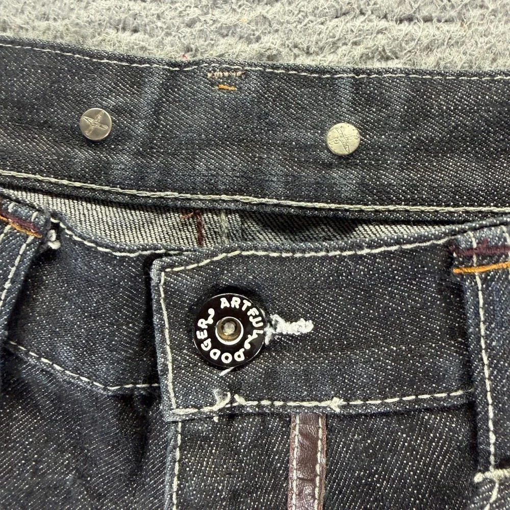 VTG Artful Dodger Seven Dials Shorts Mens 34 Black Denim Bermuda Streetwear Y2K